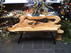 Wooden bench and Christmas decoration.