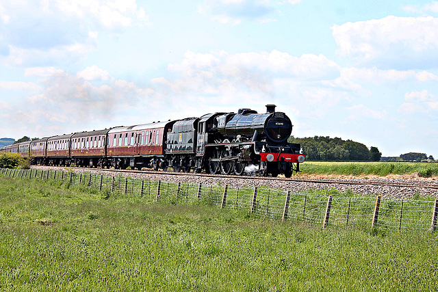 Stanier LMS class 6P Jubilee 45690 LEANDER with 1Z45 07.47 Manchester Victoria - Scarborough The Scarborough Flyer at Willerby Carr Crossing 5th June 2021.