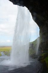 Iceland, Seljalandsfoss Waterfall from the Inside