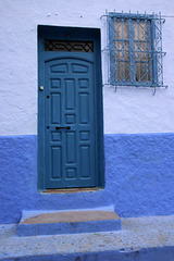 Blue door  with panels