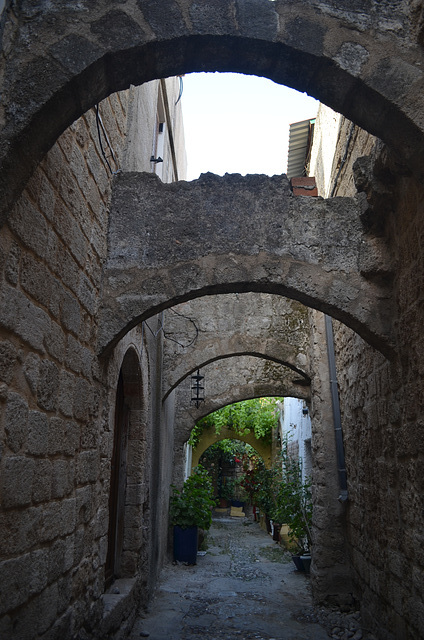 In the Maze of Narrow Streets of the Old Town of Rhodes