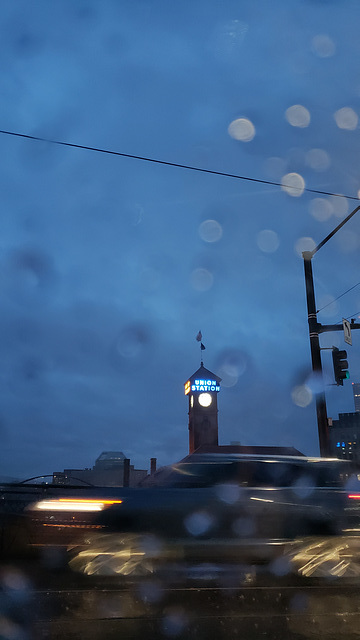 driving portland - evening rain