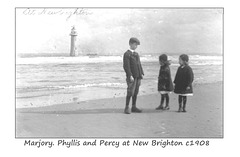 Marjory & Phyllis with Percy at New Brighton c1908