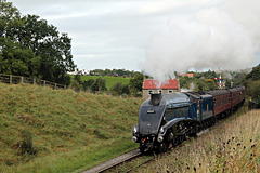 Gresley LNER class A4 60007 SIR NIGEL GRESLEY passing Abbots House with the 09.31 Grosmont -Pickering  NYMR 23rd September 2023.