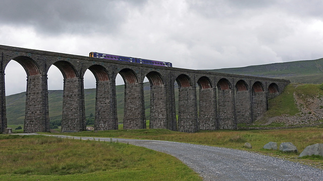 Train crossing the viaduct