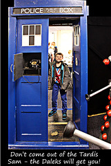 Sam trapped in the Tardis by Daleks