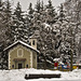 The little Church of St. Rocco in Pollone under the snow, Biella, Italy