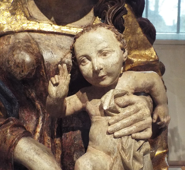 Detail of a Virgin and Child by a Follower of the Master of the Dangolsheimer Madonna in the Princeton University Art Museum, April 2017