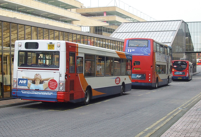 DSCF3253 Stagecoach East 34879 (AE06 GZY) and 18422 (AE06 GZU) in Peterborough - 6 May 2016