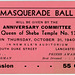Halloween Masquerade Ball Ticket, Queen of Sheba Temple No. 137, Lancaster, Pa., October 31, 1940