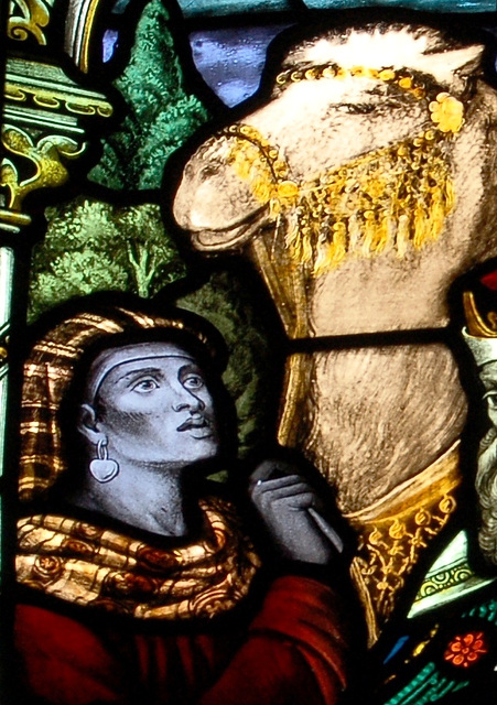 Detail of stained glass, Dorchester, Dorset