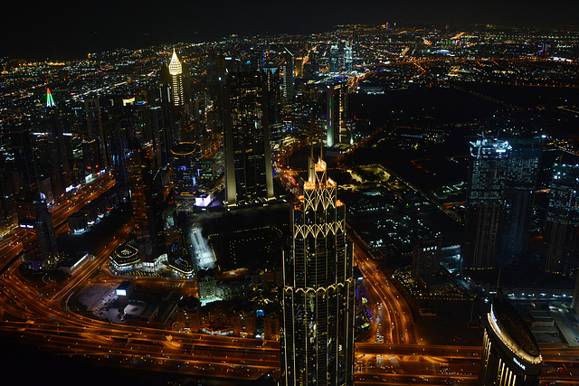 U.A.E., Dubai, Night View from the Burj Khalifa