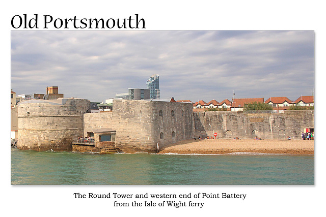 The Round Tower & Point Battery from south - viewed from the Isle of Wight ferry 19 7 2018