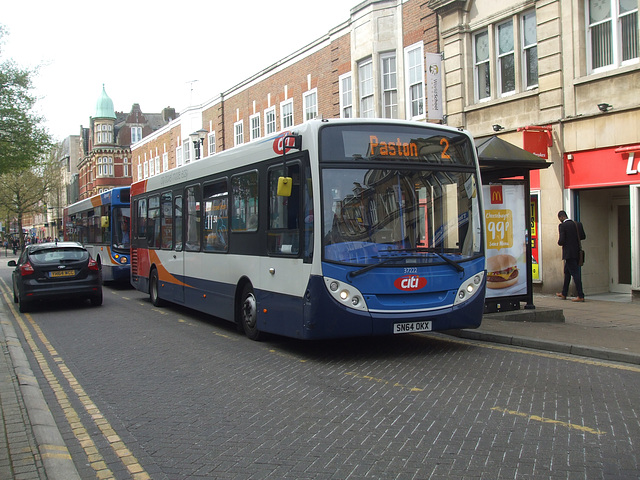 DSCF3248 Stagecoach East 37222 (SN64 OKX) and 22332 (AE51 AZL) in Peterborough - 6 May 2016