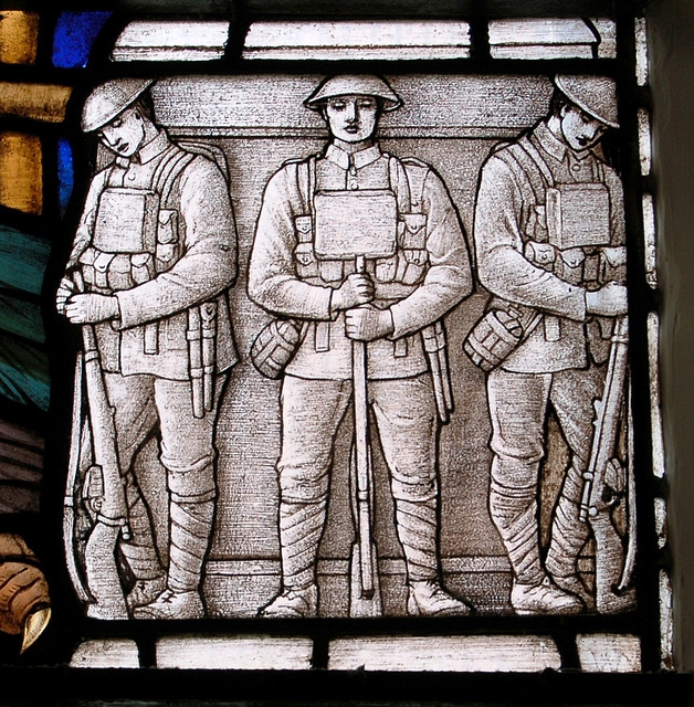 Detail of War Memorial Window, St Mary's Church, Weymouth, Dorset (c1922)
