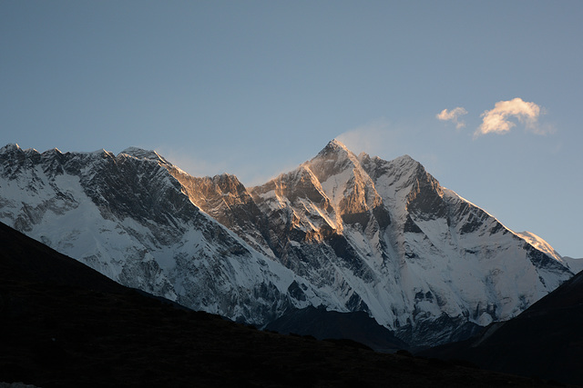 Sunrise over the Himalayas, Everest (8848m) and Lhotse (8516m)