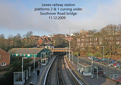 Lewes station platforms 2&1 towards Southover Rd bridge 11 12 2009
