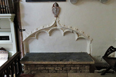 redbourne church, lincs,c15 tomb recess with incised sothill slab of 1410