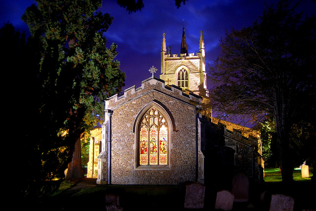 Great Barford Church at Night