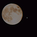 Größenvergleich Erdmond - Jupiter mit drei Monden