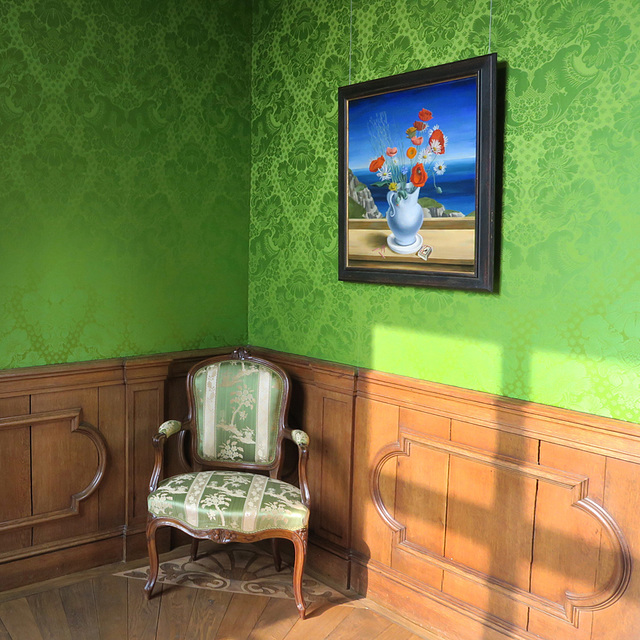 Room with Green Wallpaper