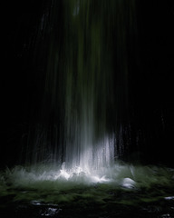 Sunlit waterfall, Ffrwdgrech, Wales