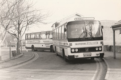 Ambassador Travel  LL800 (OEX 800W) and LT897 (A897 KCL) at Mildenhall - 19 Mar 1985 (11-19A)