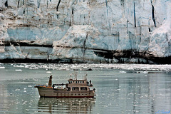 Margerie Glacier and the Park ranger vessel.