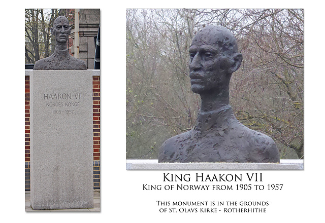 King Haakon VII of Norway bust - by Nils Aas - St Olavs Kirke - Rotherhithe - 12.4.2018