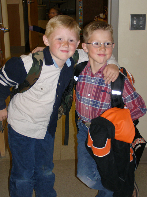 Caleb & Garrett at school