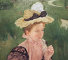 Detail of a Portrait of a Young Girl by Mary Cassatt in the Metropolitan Museum of Art, July 2018