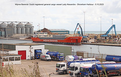 Wijnne Barends’ Dutch registered general cargo vessel Lady Alexandra - Shoreham Harbour - 5 10 2023