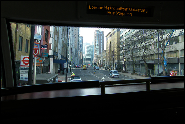 bus stopping at London Met