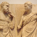 Detail of a Grave Relief of a Man and Woman from Rhamnous in the National Archaeological Museum in Athens, May 2014