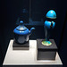 Spouted vases in dark blue faience