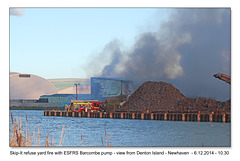 Skip-It yard fire from Denton Island - Newhaven - 6.12.2014