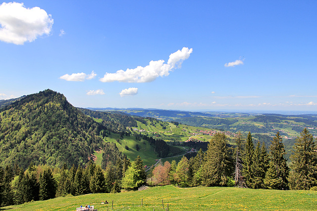 Blick von der Prodel Alpe nach Steibis und Richtung Oberschwaben