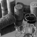 Still life with corks and bottle top