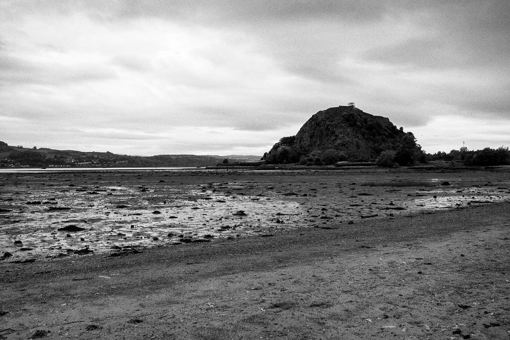 Dumbarton Rock from the Foreshore at Low Tide