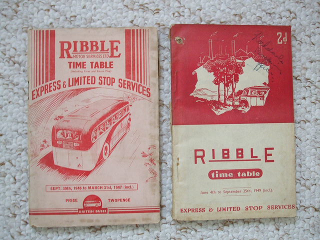 Ribble Express and Limited Stop timetable books 1947 and 1949 (DSCF2058)