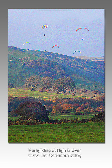 Paragliding above the Cuckmere valley - Sussex - 2.11.2015