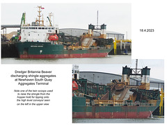 Dredger Britannia Beaver discharging shingle - Newhaven Harbour - 18 4 2023