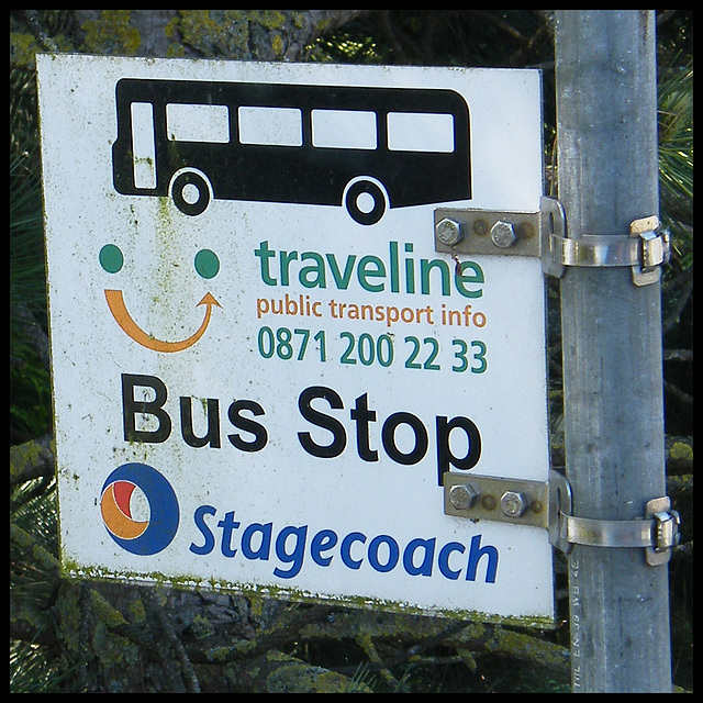 Stagecoach traveline bus stop