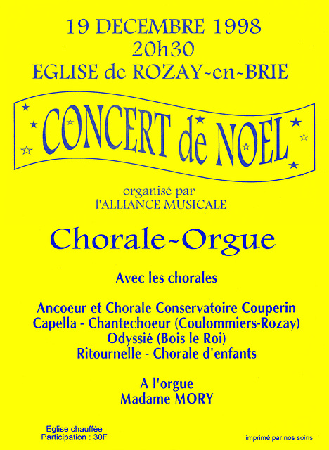Concert de Noël à l'église de Rozay-en-Brie le 19/12/1998