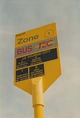 TEC Hainaut bus stop outside the Tournai garage - 17 Sep 1997