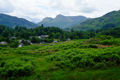 Elterwater village and The Langdale Pikes