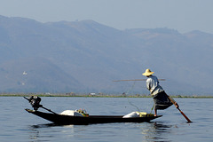 Leg rowing fisherman at Inle Lake