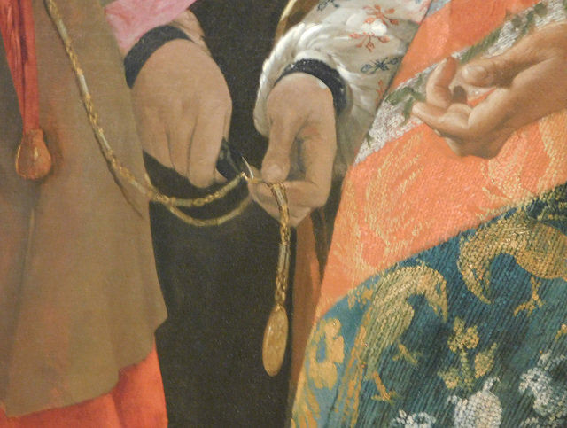 Detail of The Fortune Teller by de La Tour in the Metropolitan Museum of Art, February 2019