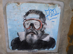 Galileo Galilei with diving goggles.