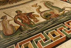 A Rome (Italie), mosaïque au sol, Salle ronde = Sala Rotonda, Musée Pio-Clementino, Musées du Vatican